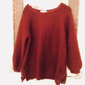 Deep wine color oversized sweater with buttons